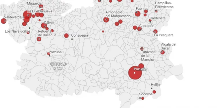 Mapa de Albacete con proyectos de macroganjas que podrían reactivarse