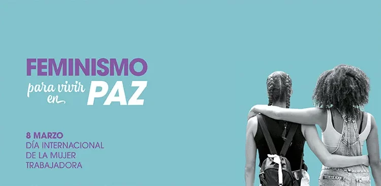 Cartel del PCE para el 8M del 2025 Feminismo para vivir en paz