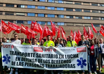 Foto de la huelga del transporte sanitario de CLM