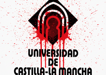 Logo UCLM manchada de sangre